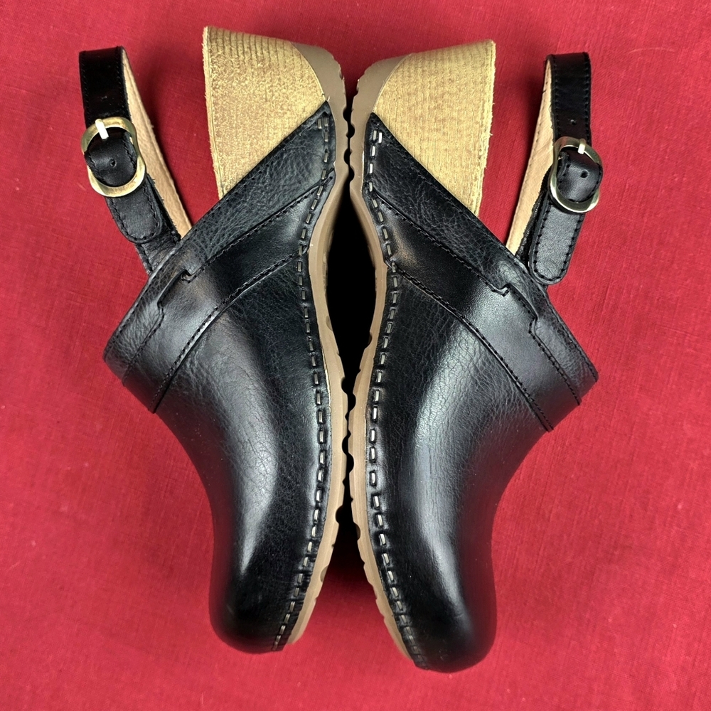 Dansko Tammy Slingback Clogs Leather & Wood, Stapled Construction - Picture 5 of 16